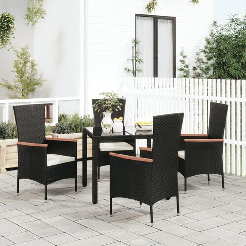 Havestole med hynder 4 stk. polyrattan sort