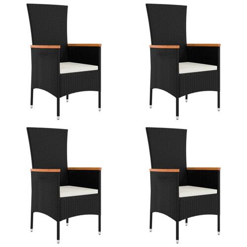 Havestole med hynder 4 stk. polyrattan sort