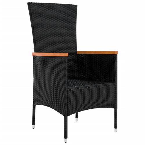 Havestole med hynder 4 stk. polyrattan sort