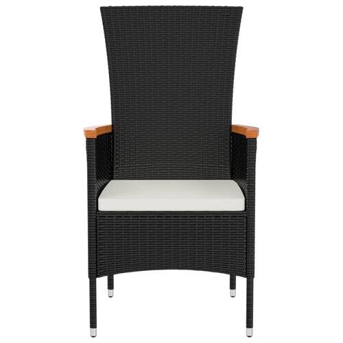 Havestole med hynder 4 stk. polyrattan sort