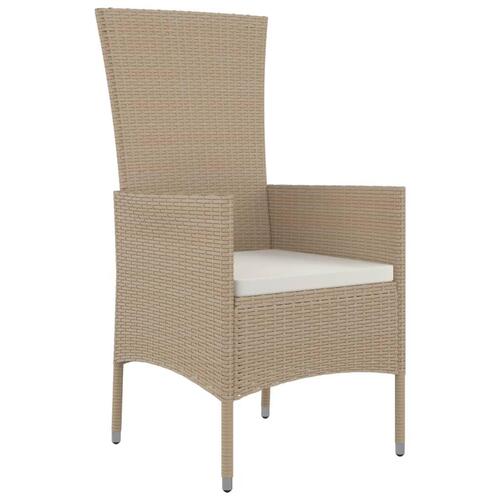 Havestole med hynder 2 stk. polyrattan beige