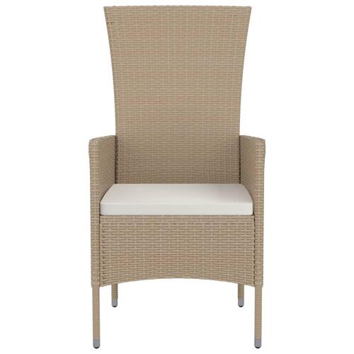 Havestole med hynder 2 stk. polyrattan beige