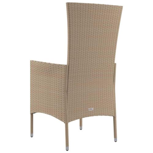 Havestole med hynder 2 stk. polyrattan beige