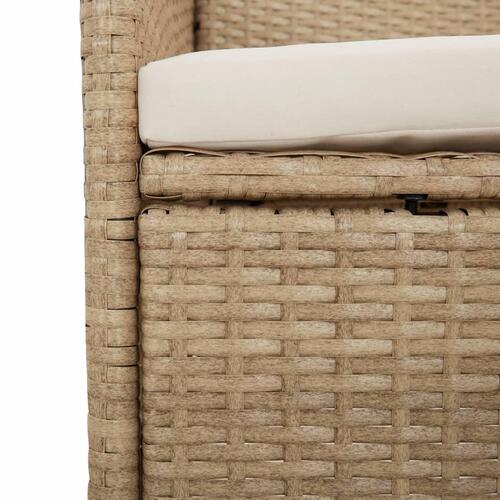 Havestole med hynder 2 stk. polyrattan beige