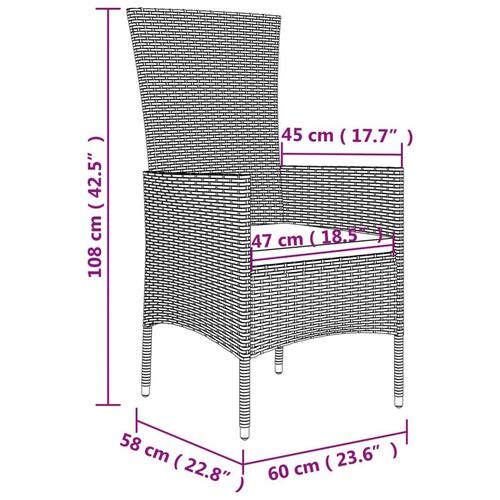 Havestole med hynder 2 stk. polyrattan beige