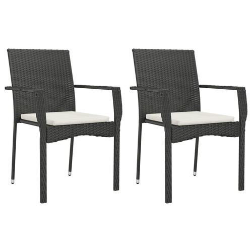 Spisebordssæt til haven 3 dele med hynder polyrattan sort