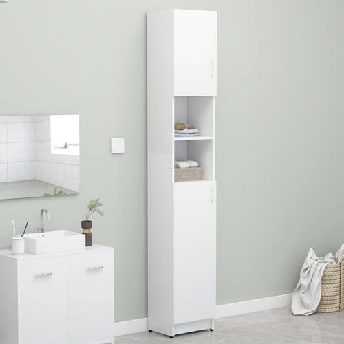 Badeværelsesskab 32x25,5x190 cm konstrueret træ hvid