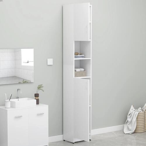 Badeværelsesskab 32x25,5x190 cm konstrueret træ hvid