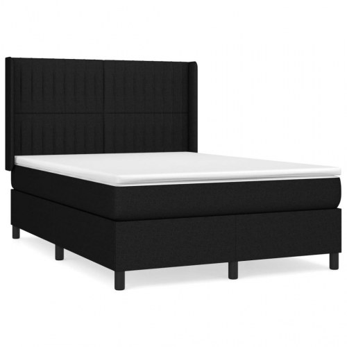 Kontinentalseng med madras 140x190 cm - stof, sort