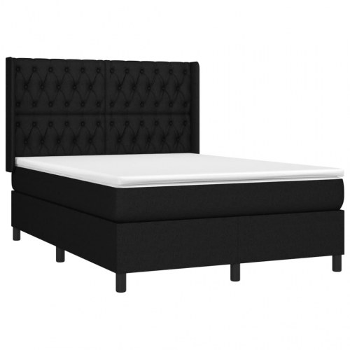 Kontinentalseng med madras 140×190 cm - stof, sort
