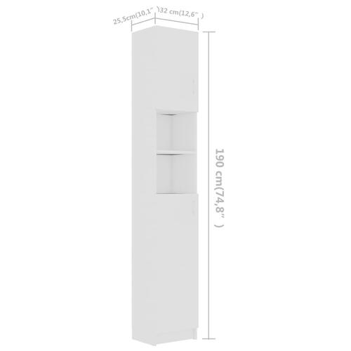 Badeværelsesskab 32x25,5x190 cm konstrueret træ hvid