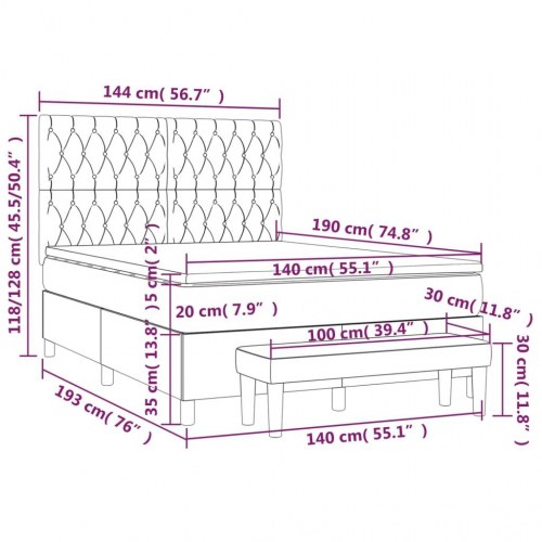 Kontinentalseng med madras 140x190 cm - stof, sort