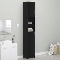 Badeværelsesskab 32x25,5x190 cm konstrueret træ sort