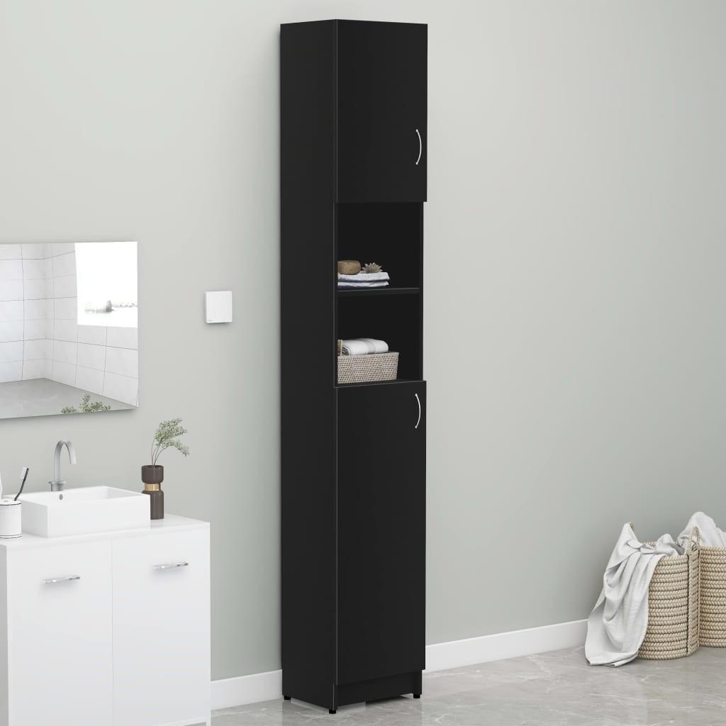 Badeværelsesskab 32x25,5x190 cm konstrueret træ sort