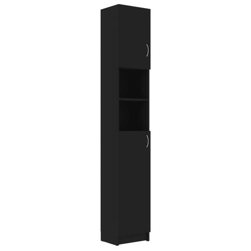 Badeværelsesskab 32x25,5x190 cm konstrueret træ sort