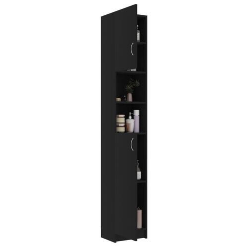 Badeværelsesskab 32x25,5x190 cm konstrueret træ sort