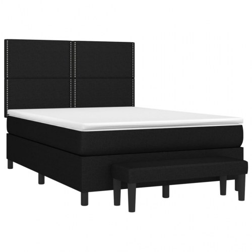Kontinentalseng med madras 140×190 cm - stof, sort
