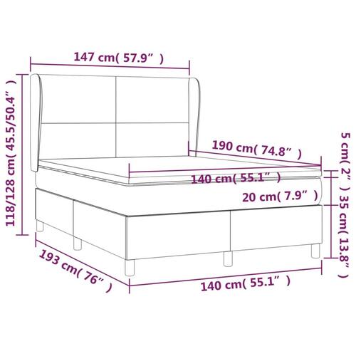 Kontinentalseng med madras 140x190 cm stof sort