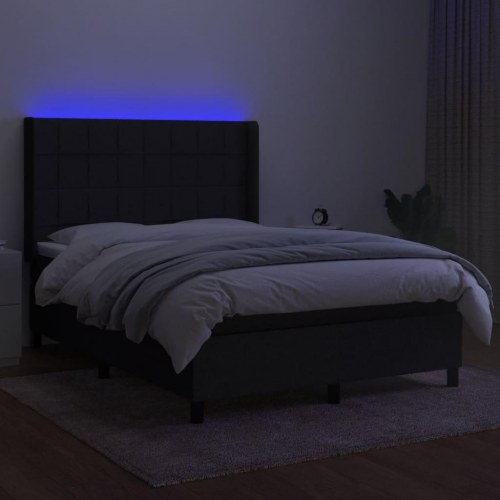 Kontinentalseng med LED-lys 140×190 cm - stof, sort