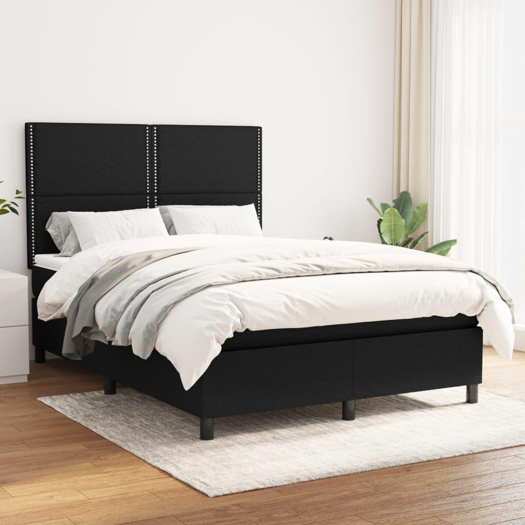 Kontinentalseng med madras 140x190 cm stof sort