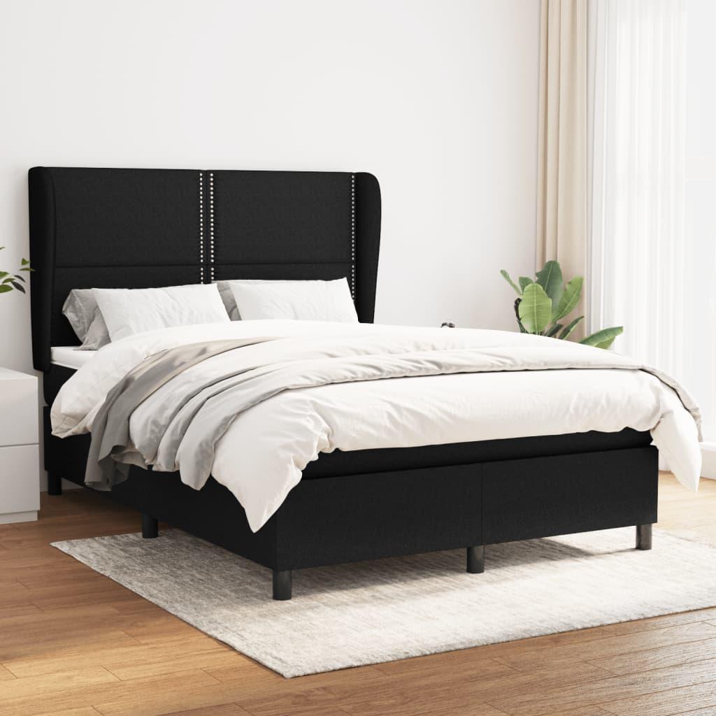 Kontinentalseng med madras 140x200 cm stof sort