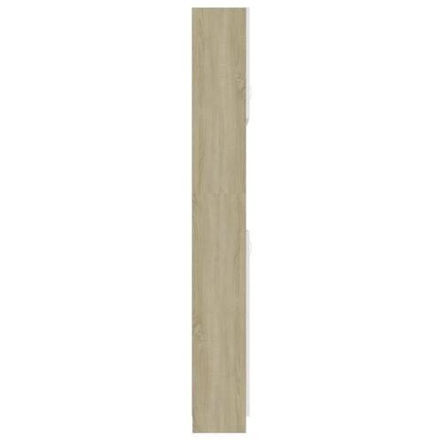 Badeværelsesskab 32x25,5x190 cm konstrueret træ hvid sonoma-eg