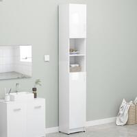 Badeværelsesskab 32x25,5x190 cm konstrueret træ hvid højglans