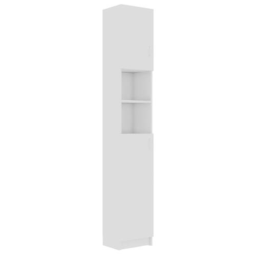 Badeværelsesskab 32x25,5x190 cm konstrueret træ hvid højglans