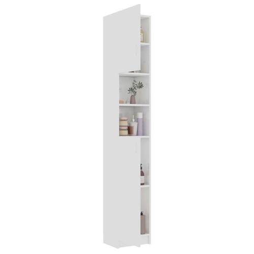 Badeværelsesskab 32x25,5x190 cm konstrueret træ hvid højglans