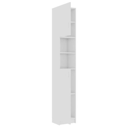 Badeværelsesskab 32x25,5x190 cm konstrueret træ hvid højglans