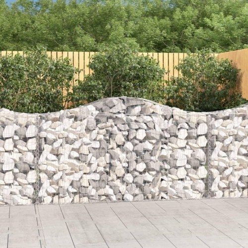 Buet gabionkurv 200 × 30 × 100/120 cm i galvaniseret jern - sølvfarvet