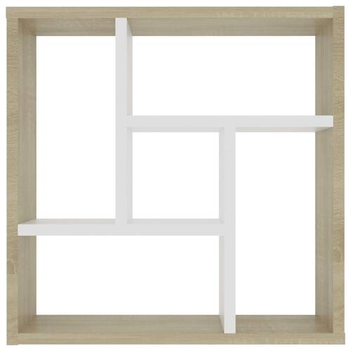 Væghylde 45,1x16x45,1 cm konstrueret træ hvid og sonoma-eg