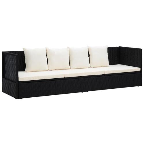 Haveseng med hynde og puder polyrattan sort