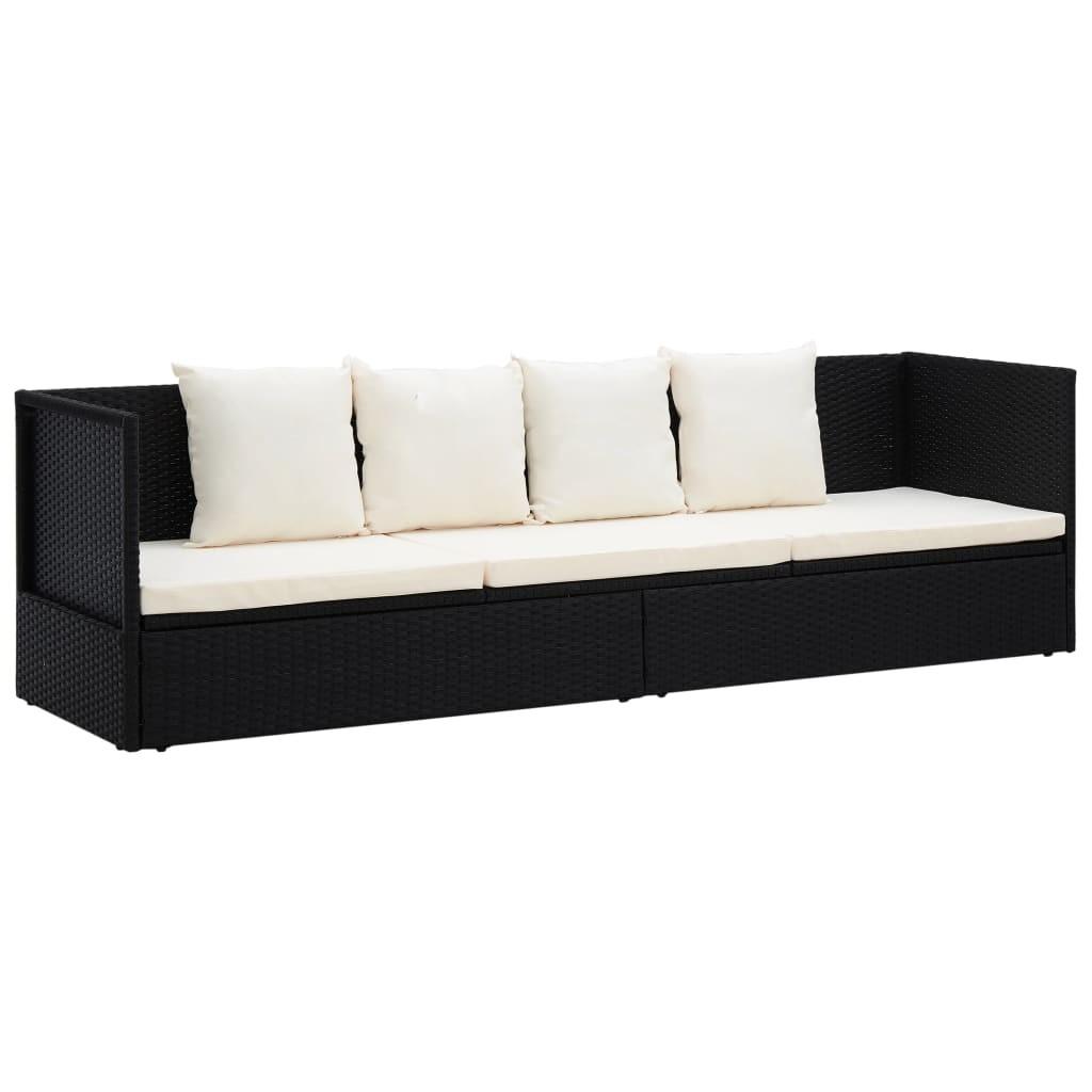 Haveseng med hynde og puder polyrattan sort
