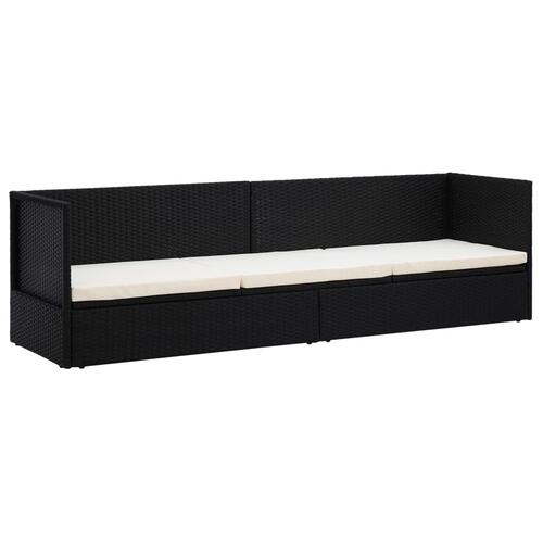Haveseng med hynde og puder polyrattan sort