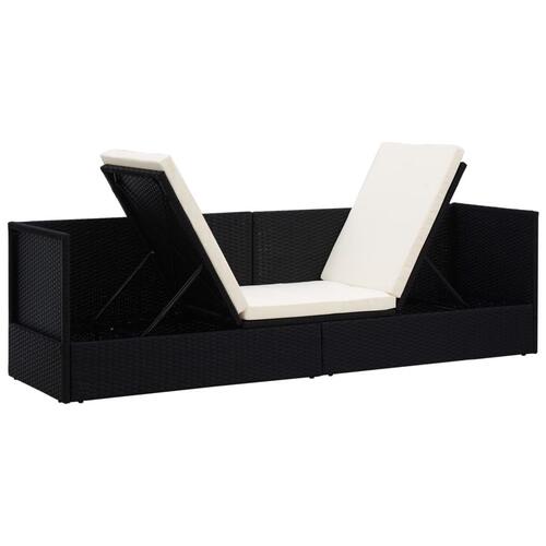 Haveseng med hynde og puder polyrattan sort