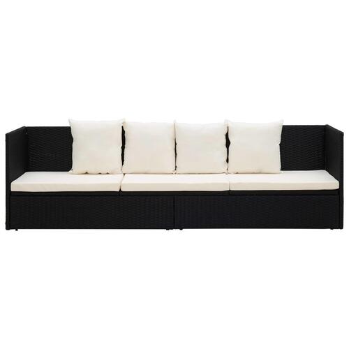 Haveseng med hynde og puder polyrattan sort