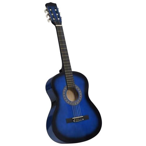 Klassisk guitarsæt 8 dele til børn og begyndere 3/4 36" blå