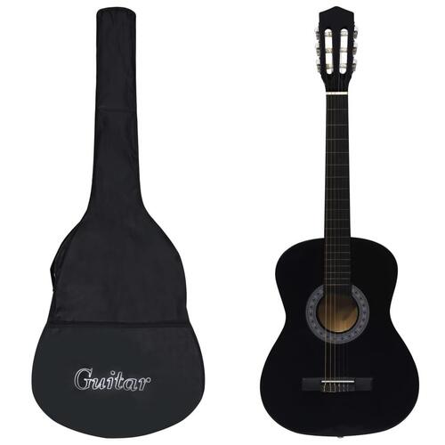 Klassisk guitarsæt 8 dele til begyndere 3/4 36" sort