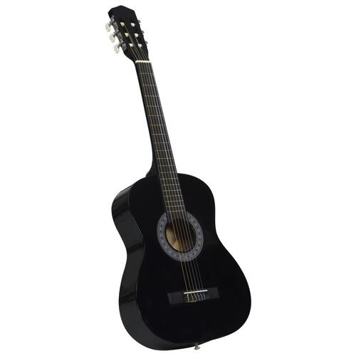 Klassisk guitarsæt 8 dele til begyndere 3/4 36" sort