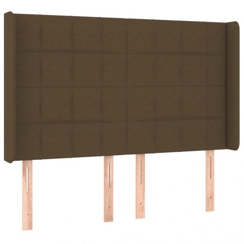 Kontinentalseng med LED-lys 140×190 cm - stof, mørkebrun