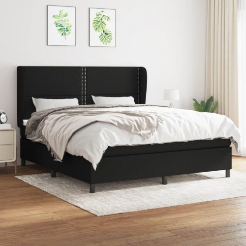 Kontinentalseng med madras 160×200 cm - stof, sort