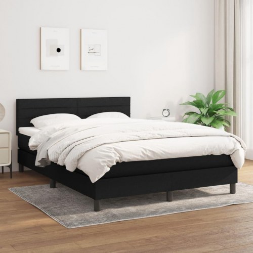 Kontinentalseng med madras 140×190 cm - stof, sort