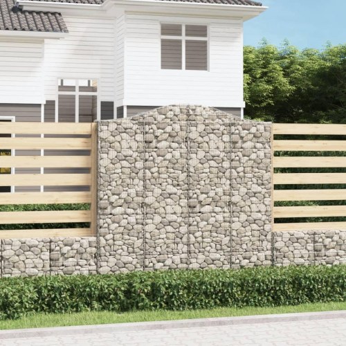Buet gabionkurv 200 × 30 × 200/220 cm i galvaniseret jern
