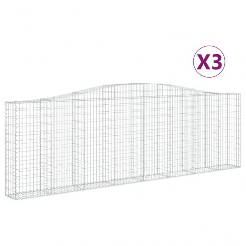 Buede gabionkurve 3 stk. 400x30x120/140 cm galvaniseret jern