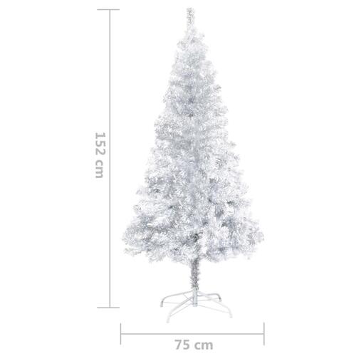 Kunstigt juletræ med fod 150 cm PET sølvfarvet