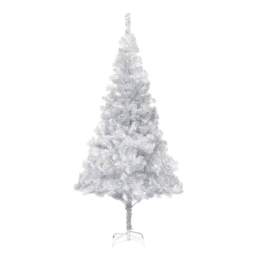 Kunstigt juletræ med fod 180 cm PET sølvfarvet