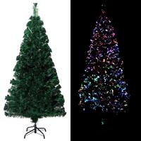 Kunstigt juletræ med fod 120 cm fiberoptik grøn