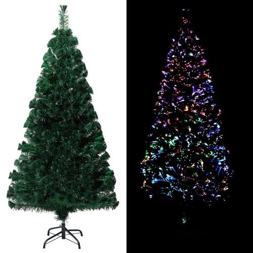Kunstigt juletræ med fod 120 cm fiberoptik grøn