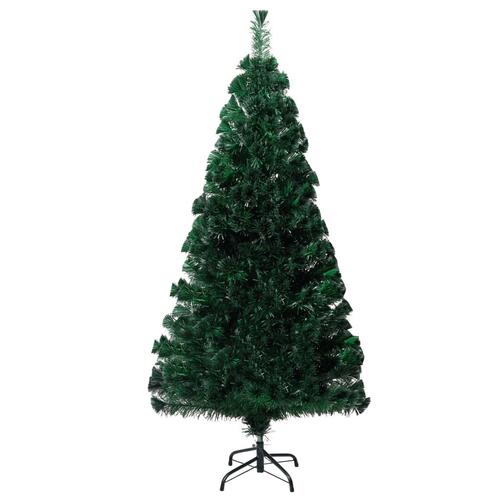 Kunstigt juletræ med fod 120 cm fiberoptik grøn